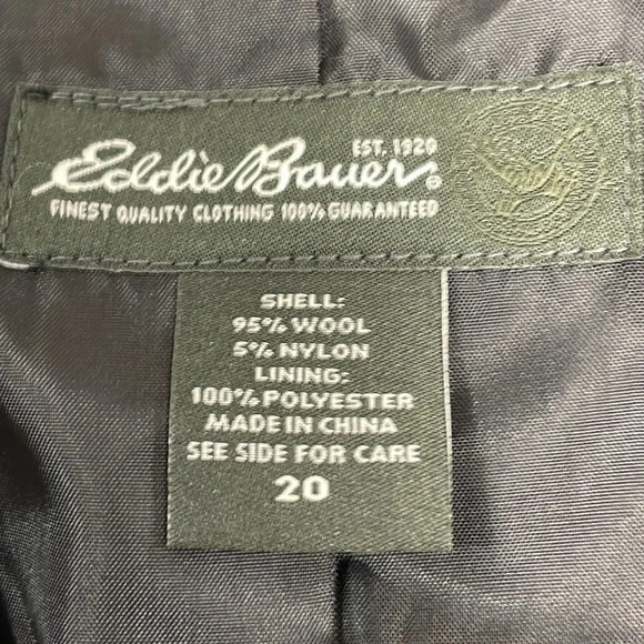 Eddie Bauer Black Wool Blazer Lined Single Breast Notch Collar Size 20 - Picture 5 of 15